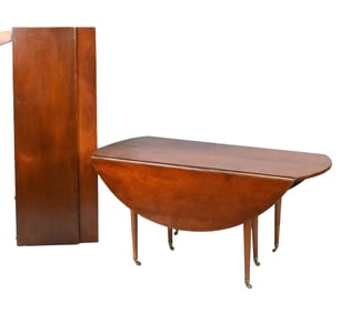 In the Manner of Maison Jansen Mahogany Drop-Leaf Dining Table with Two Leaves