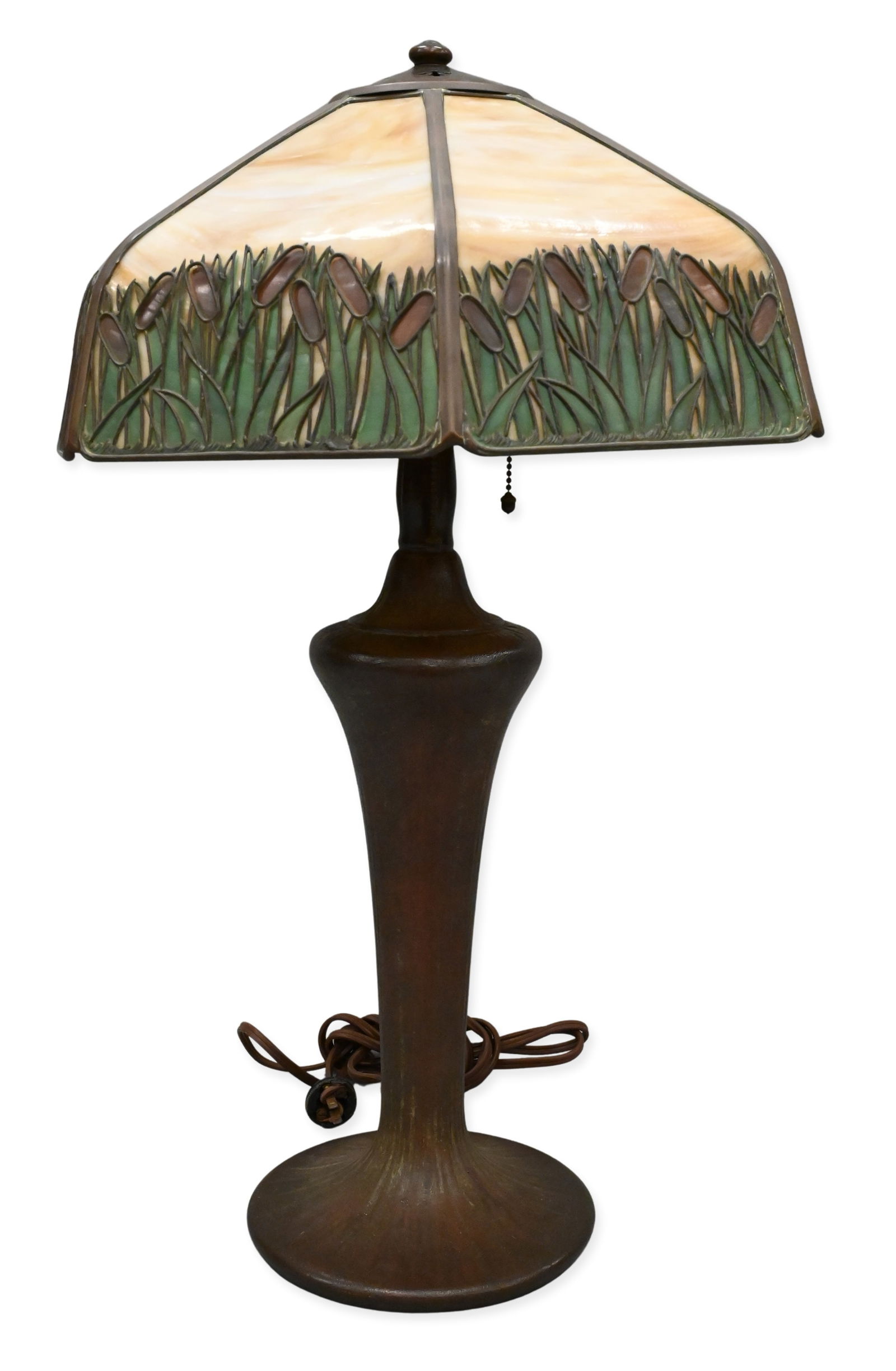 Handel Leaded Glass and Patinated Bronze Table Lamp (1 of 8)