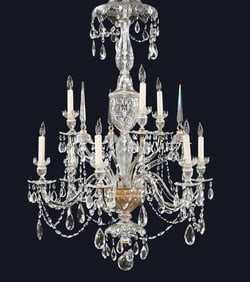 Attributed to William Parker, George III Cut-Glass Nine-Light Chandelier