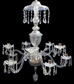 Large Cut Crystal Eight-Light Chandelier