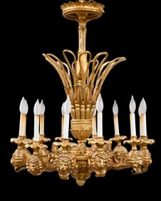 Neoclassical Giltwood Twelve-Light Chandelier