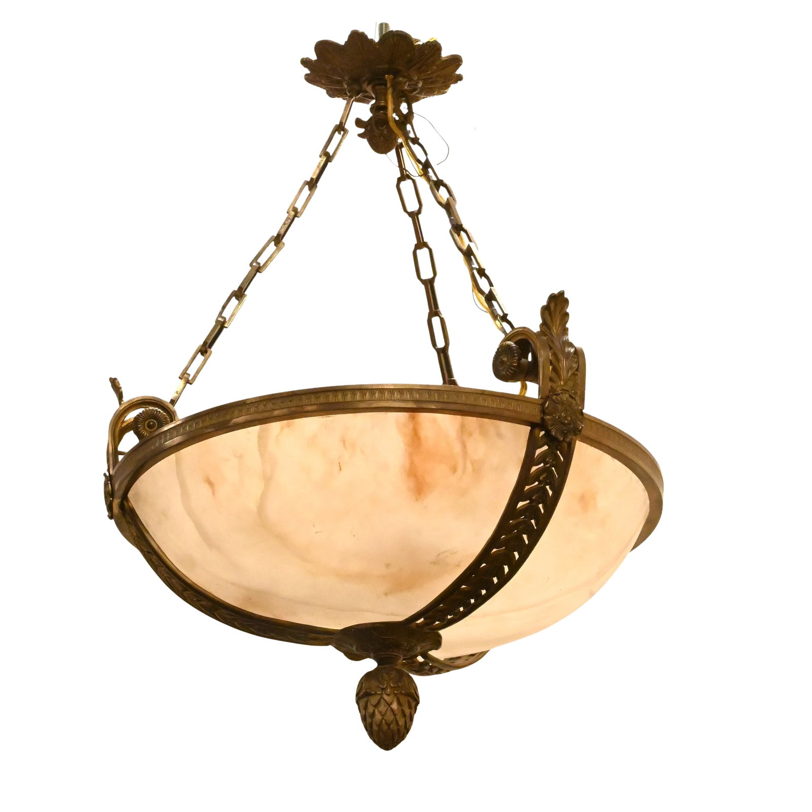 Pair of Neoclassical Gilt-Bronze and Alabaster Hanging Fixtures (1 of 4)