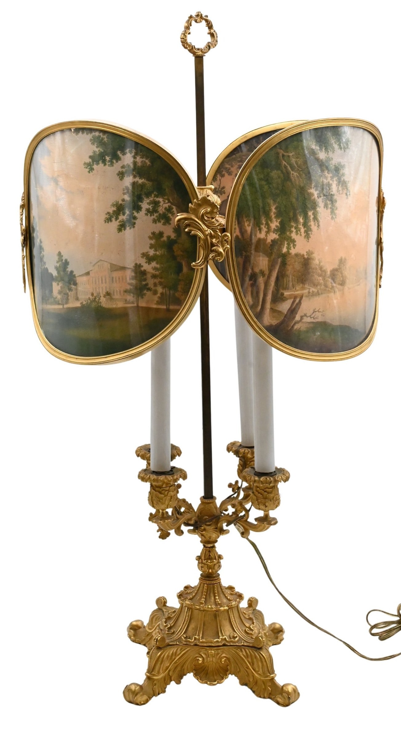 Gilt-Bronze Scenic Panel Lamp with French Views (1 of 6)