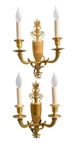 Pair of Italian Gilt Bronze Two-Arm Sconces, 19th Century