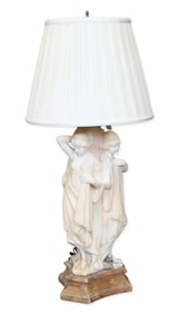 Continental Carved Alabaster Group of the Three Graces Lamp