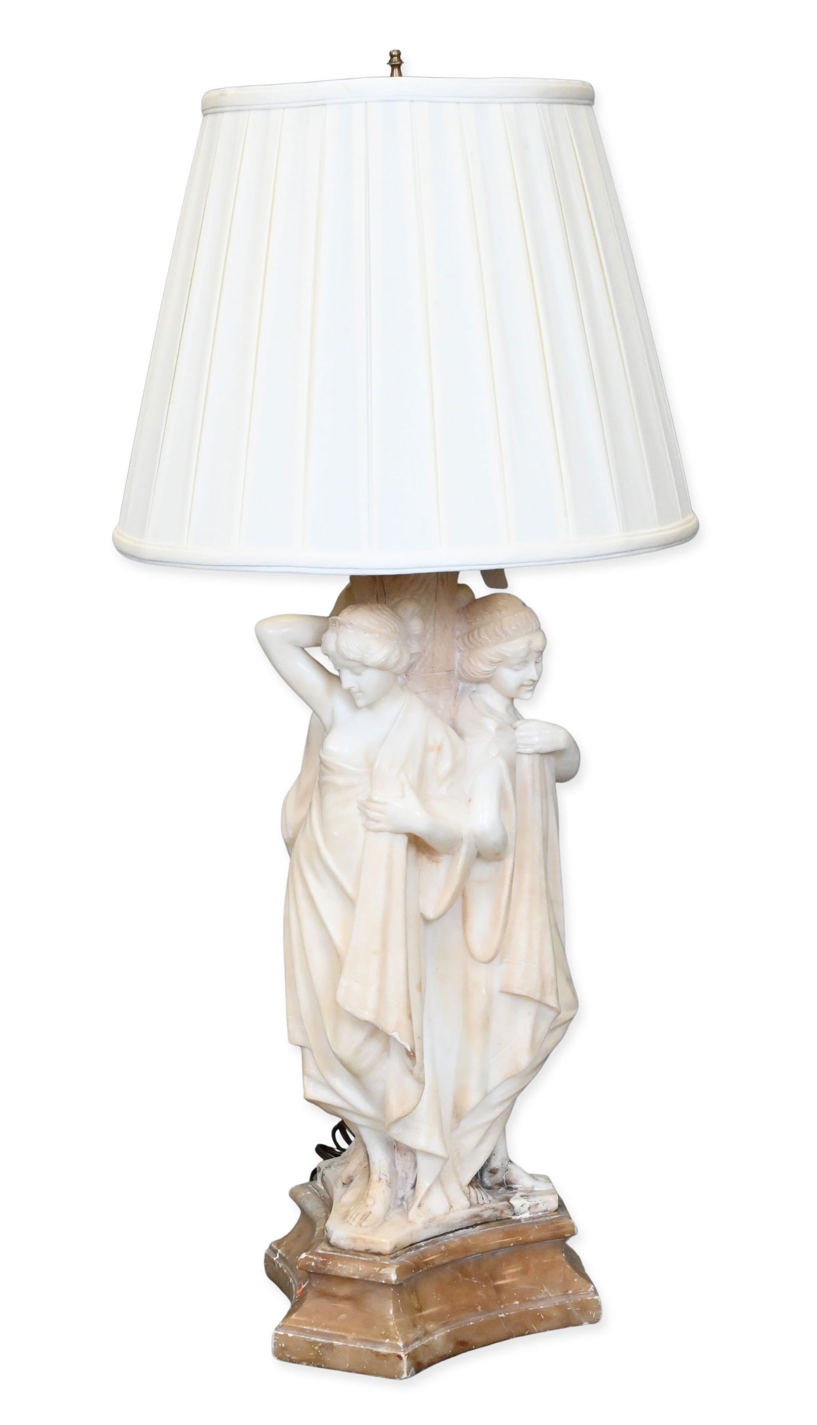 Continental Carved Alabaster Group of the Three Graces Lamp (1 of 7)