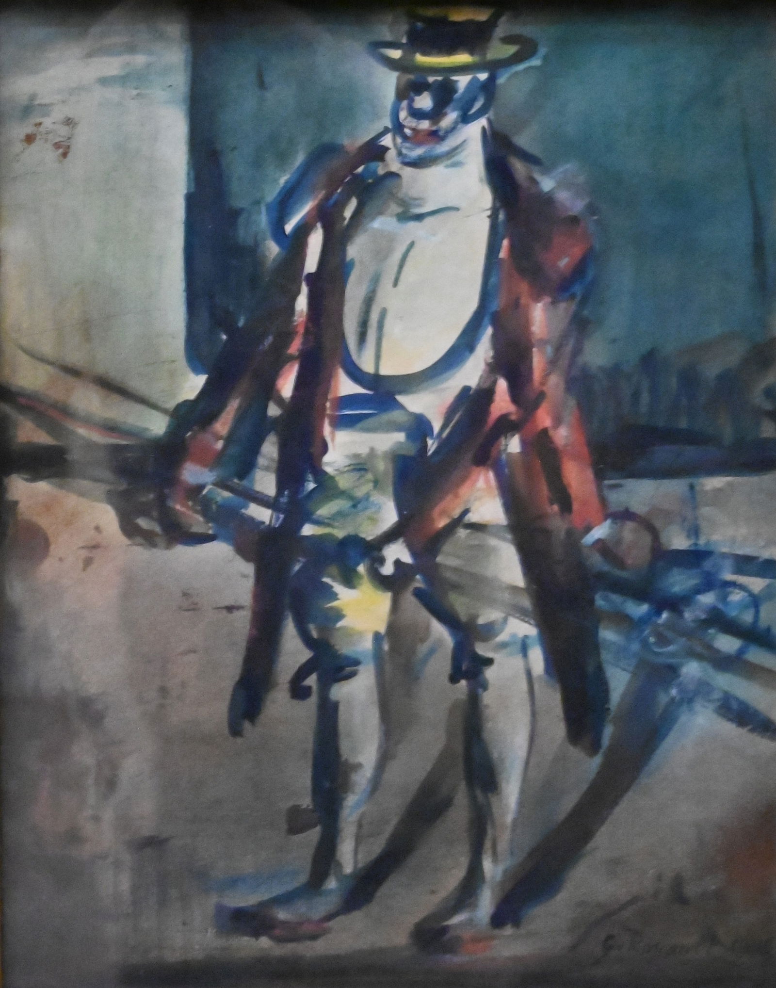 Georges Rouault (French 1871-1958): Georges Rouault (French 1871-1958) "Personnage de Cirque" (homme debout), 1906 Expressive early watercolor depicting a standing circus figure, executed with Rouault’s characteristic bold contour