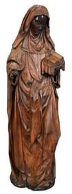 German Carved Oak Figure of a Nun, 18th Century