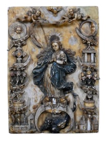 Polychromed Alabaster Relief of the Madonna of the Immaculate Conception