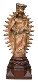 German Bronze Figure of the Crowned Virgin and Child, 19th Century or earlier