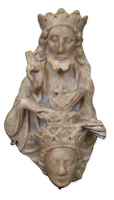 Nottingham Alabaster Fragment of the Coronation of the Virgin, English Early 15th Century