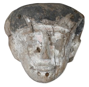 Egyptian Wood Mummy Mask (Late Period circa 712-30 B.C.)
