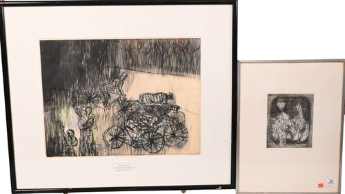 Two Framed Mid Century Pieces