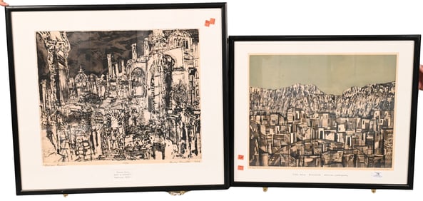 Two Cityscape Etchings