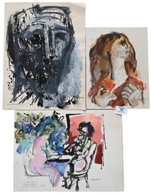 Three: Abraham Rattner (American 1893-1978) Original Portrait Studies
