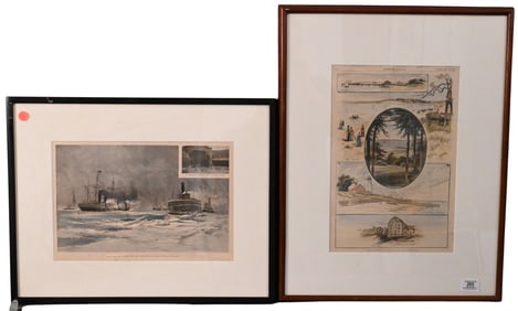 Group of Seven Harper's Weekly and Antique Newspaper Illustrations