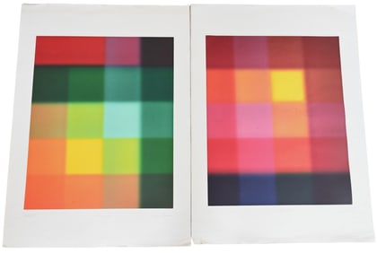 Two: Barry Nelson (British/American B.1937) Optical Art Color Field Etchings