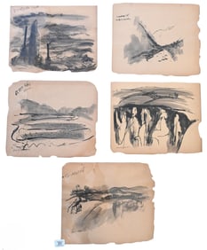 Five: Abraham Rattner (American 1893-1978) Original Landscape Studies