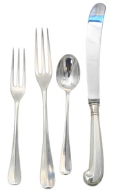 34 Piece Set for Six of Kirk Stieff Sterling Silver Flatware in Williamsburg Queen Anne Pattern