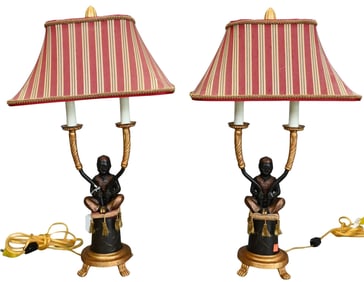 Pair of Frederick Cooper Orientalist Blackamoor Lamps