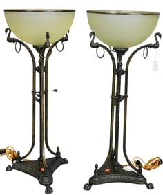 Pair of Empire Style Torchiere Table Lamps