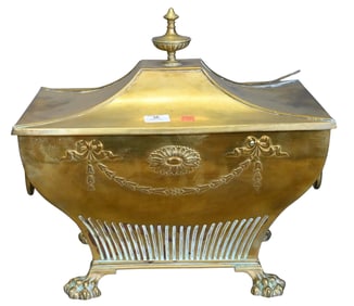 Victorian Brass Sarcophagus Coal Scuttle
