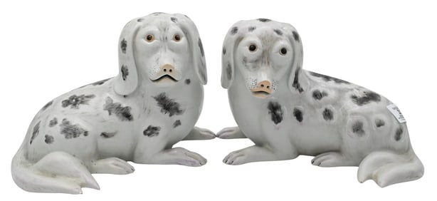 Pair of Vista Alegre Mottahedeh Spaniel Dogs