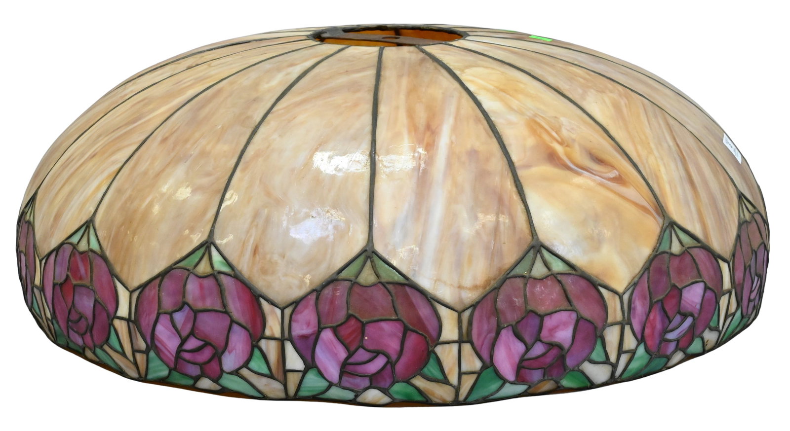 Large Leaded Slag Glass Lamp Shade (1 of 4)