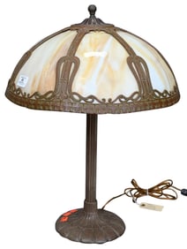 Arts and Crafts Slag Glass Table Lamp