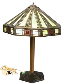 Bradley and Hubbard Slag Glass Lamp
