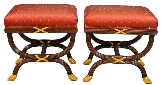 Pair of William Switzer Neoclassical Style Stools
