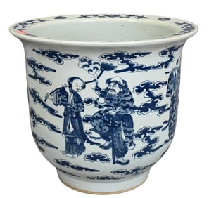 Chinese Blue and White Eight Immortals Jardiniere