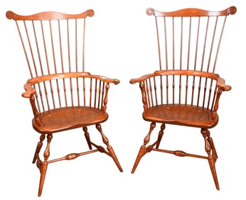 Pair of Benchmade Windsor Style Armchairs