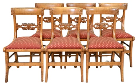 Set of Six Carved Wood Side Chairs