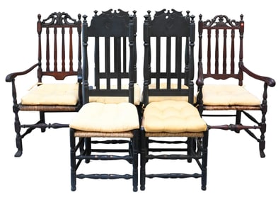 Six Reproduction Bannister Back Dining Chairs