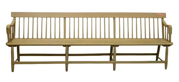 Windsor Bench in Green Gray Paint