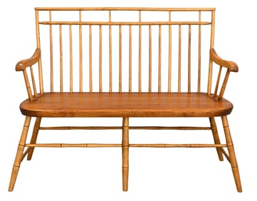 Cohasset Windsor Style Bench having Birdcage Back