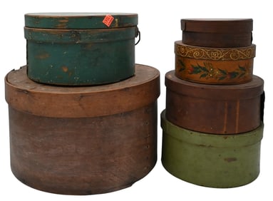 Six Painted Oval Finger Boxes