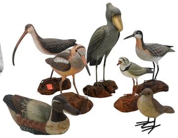 Seven Carved and Painted Bird Decoys