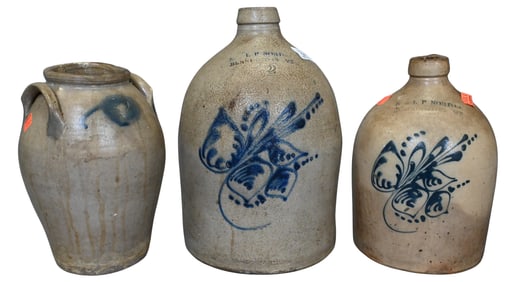 Three E & L. P Norton Bennington Stoneware Jugs