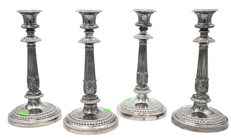 Four Sheffield Silver Plate Candlesticks
