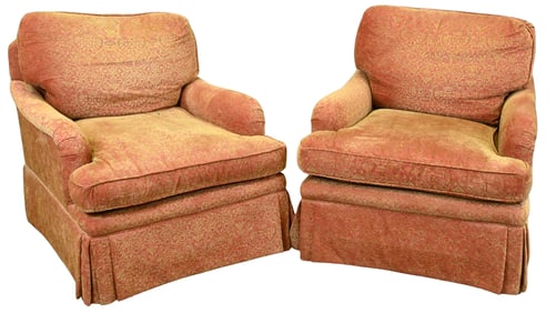 Pair Upholstered Club Chairs