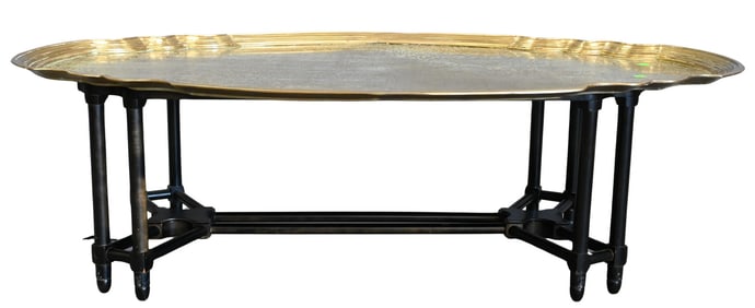 Large Brass Tray Top Coffee Table
