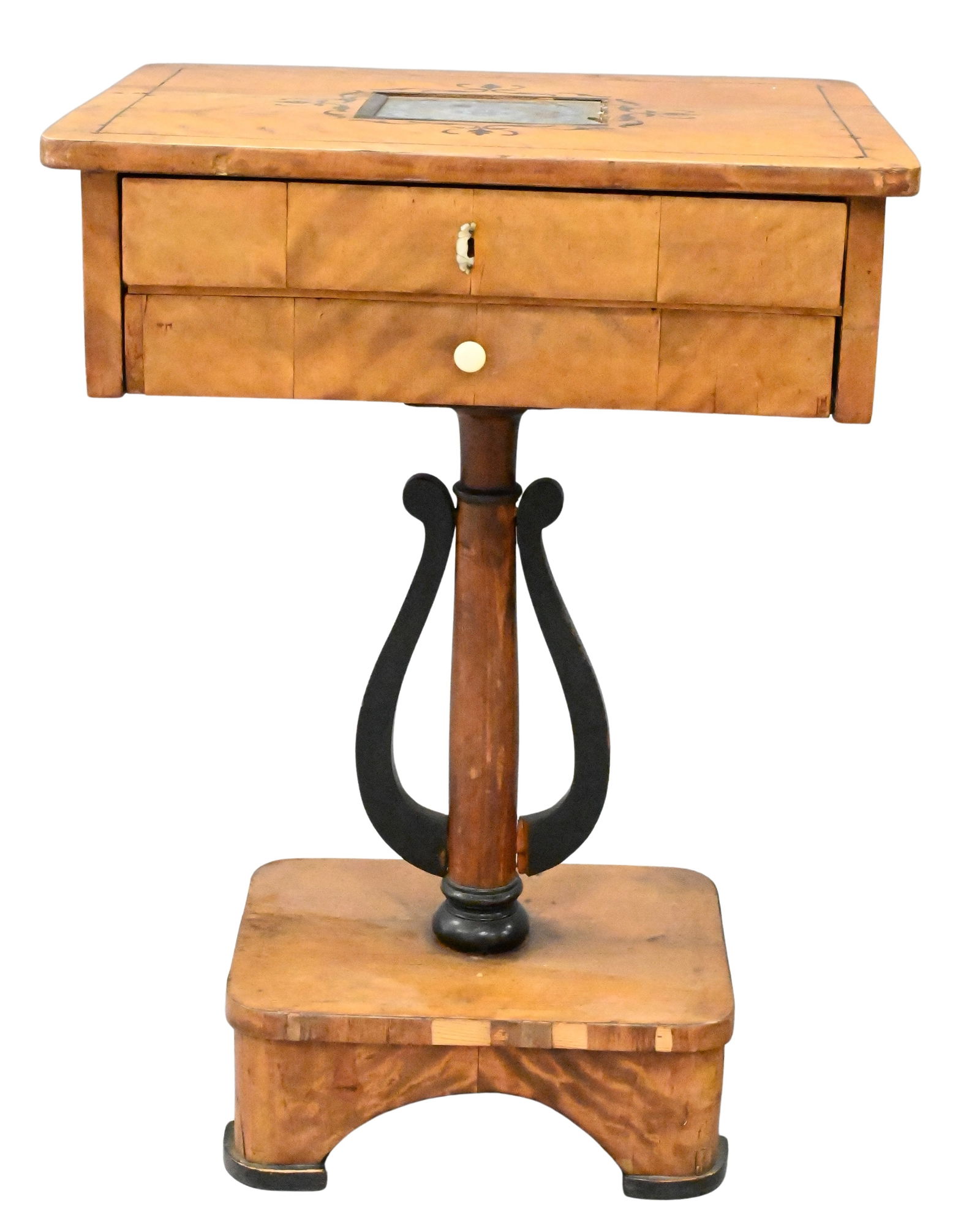 Biedermeier Fruitwood and Ebonized Two Drawer Work Table (1 of 6)