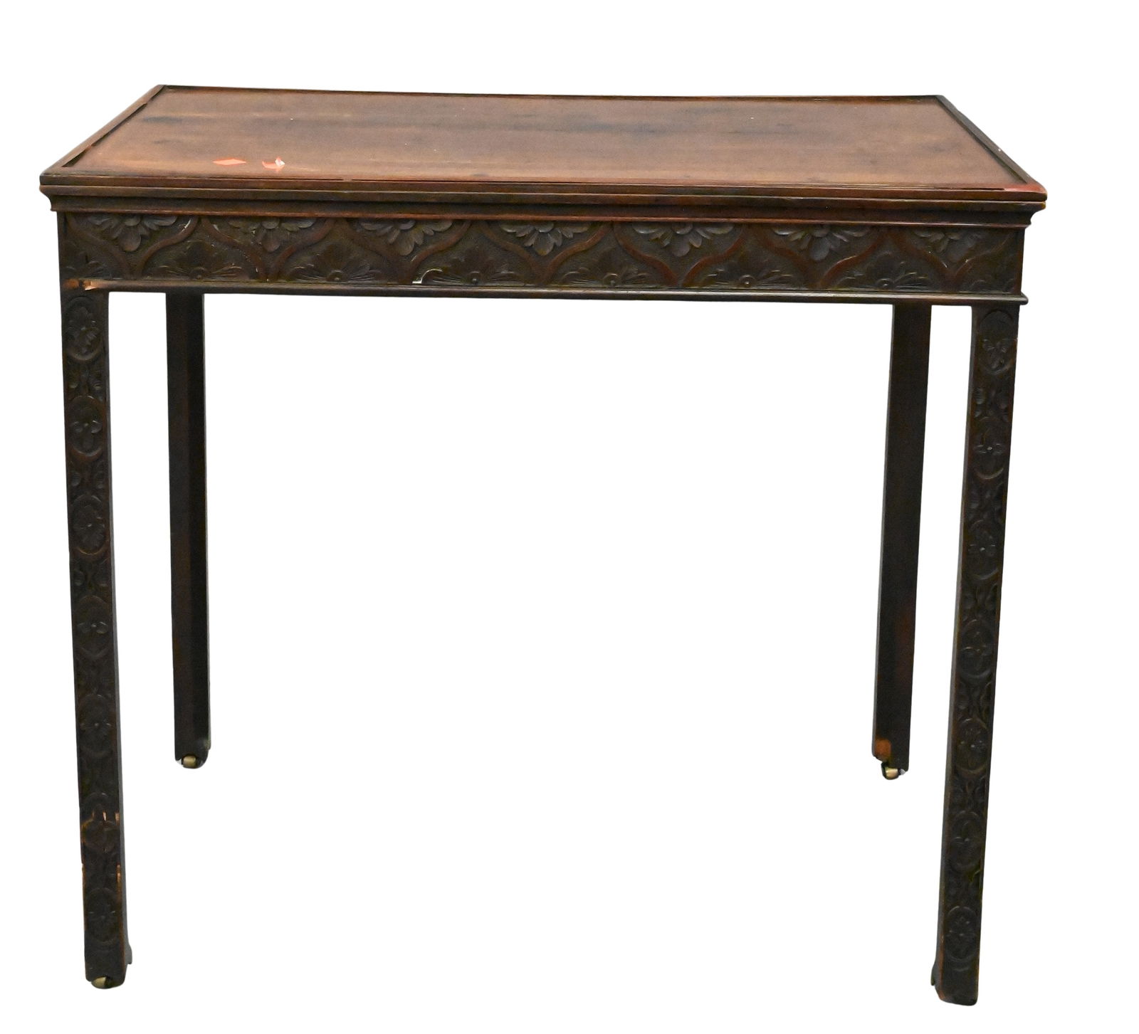 George III Mahogany Tea Table: George III Mahogany Tea Table circa 1875 height 27 inches, width 29 3/4 inches, depth 19 1/2 inches Provenance: From a Park Avenue, New York Estate