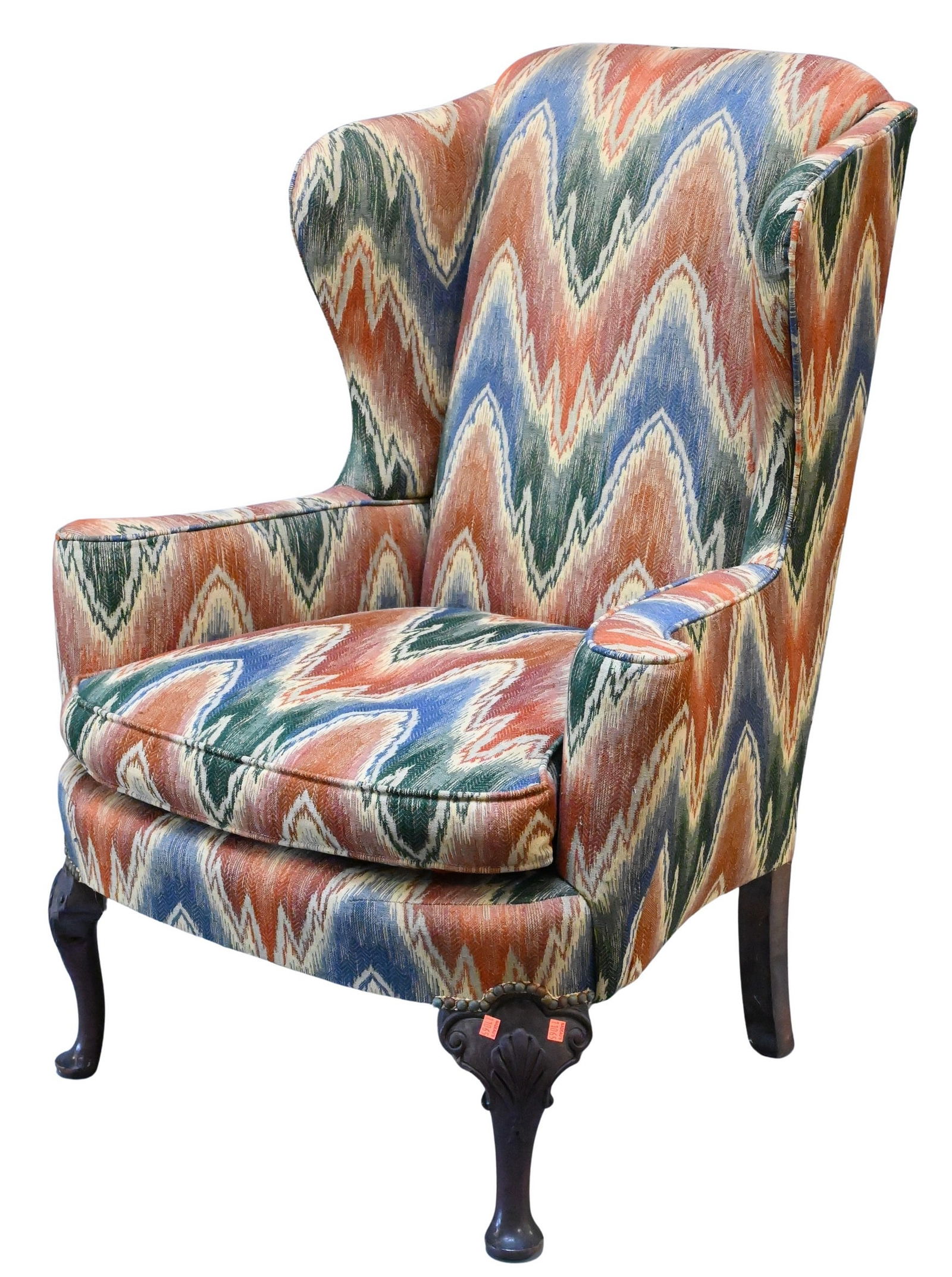 Chippendale Style Upholstered Wing Chair (1 of 4)