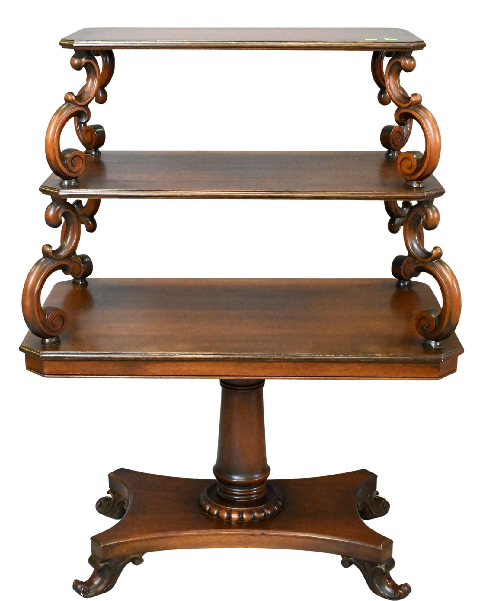 Three Tier George IV Mahogany Serving Table: Three Tier George IV Mahogany Serving Table height 40 inches, top 31" x 20"