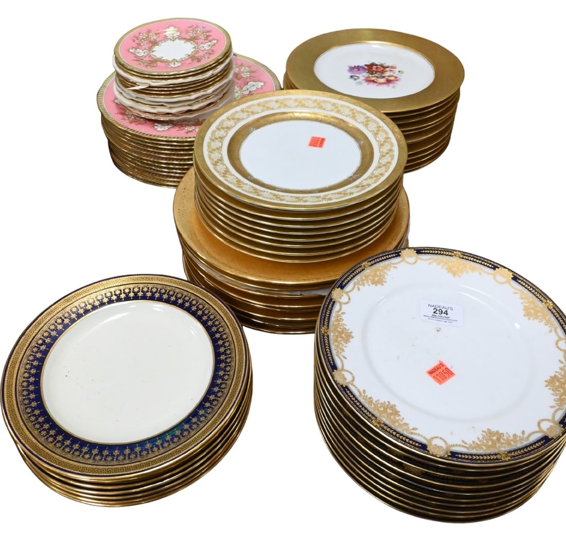 Six Partial Gilt Porcelain Plate Sets (1 of 6)