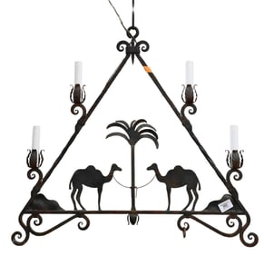 Orientalist Wrought Iron Chandelier