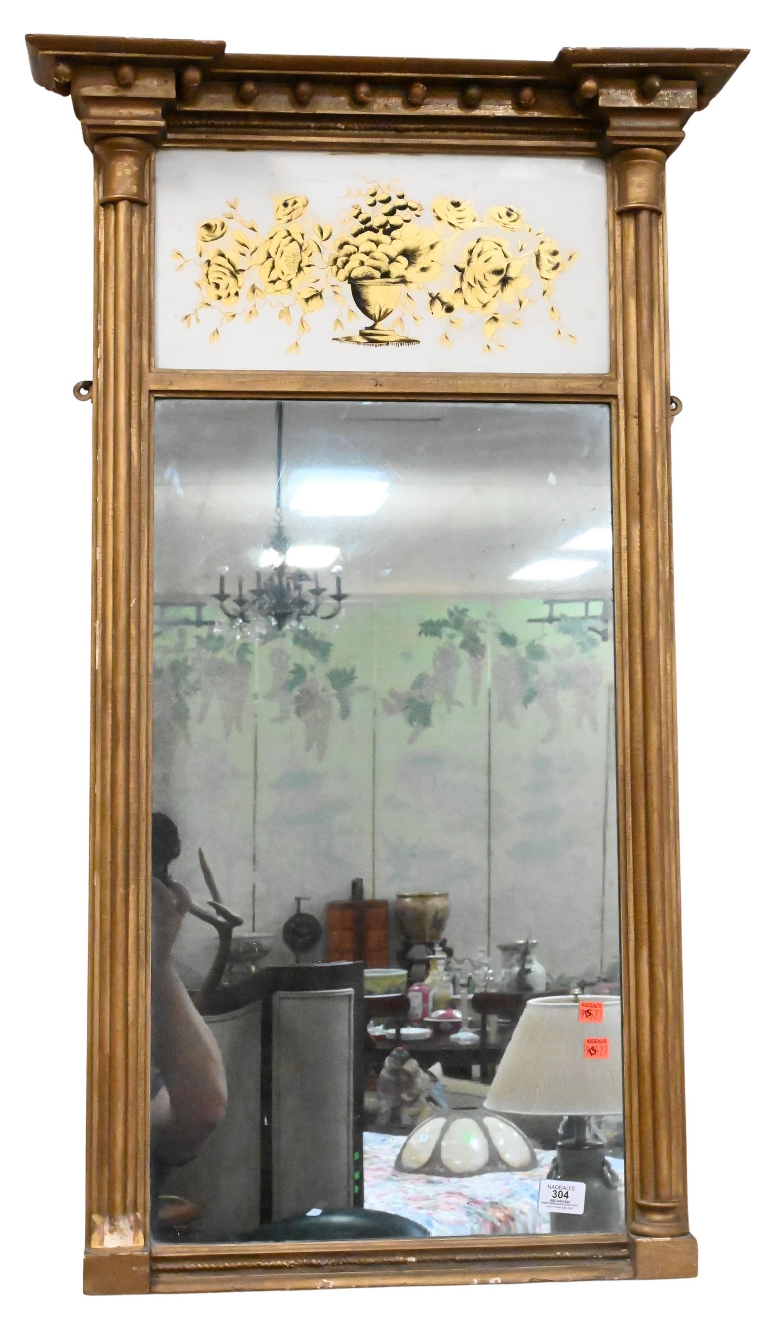Federal Mirror having Floral Urn Motif: Federal Mirror having Floral Urn Motif 40" x 24"
